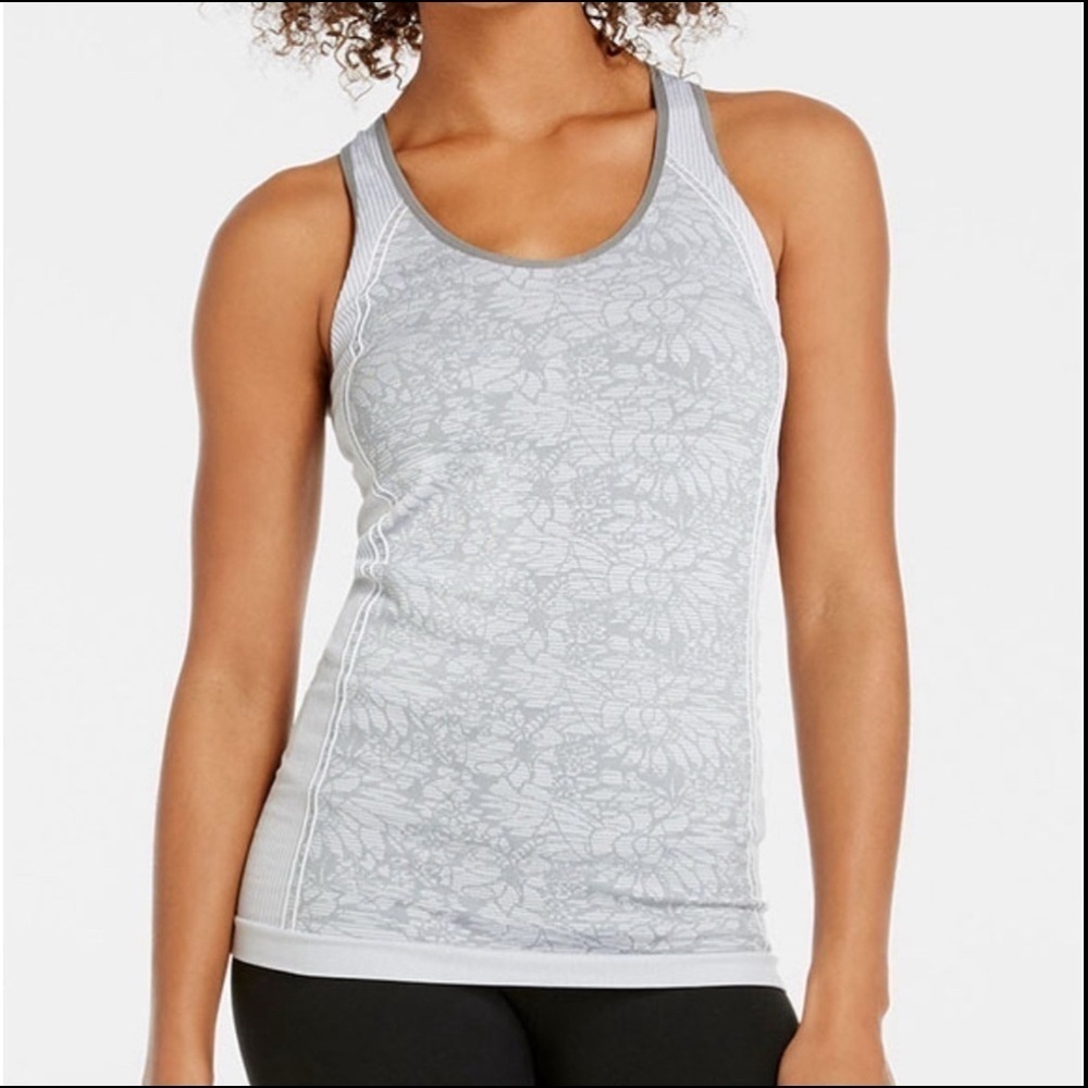 Fabletics Gray Floral Tank Top